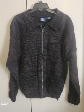 C3 John Blair Men’s Black Heather Zip-Front cable knit Sweater cardigan